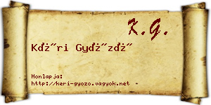 Kéri Győző névjegykártya